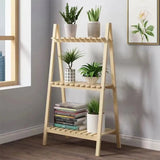 Rural indoor and outdoor folding flower racks, three-layer ladder folding plant support