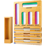 Bamboo and wood storage box, cling film sorting box, self sealing bag, plastic bag storage box, cling film cutter box