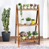 Rural indoor and outdoor folding flower racks, three-layer ladder folding plant support