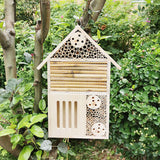 Wooden Outdoor Bee Nest Square Decoration Insect Bee Butterfly House Wooden Hanging Bee Insect Nest