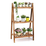 Rural indoor and outdoor folding flower racks, three-layer ladder folding plant support