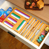 Bamboo and wood storage box, cling film sorting box, self sealing bag, plastic bag storage box, cling film cutter box