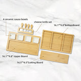 Wooden and bamboo cheese board set, kitchen cutting board, cutting board, cheese board, bamboo and wood tray, household fruit snack plate, cutting board