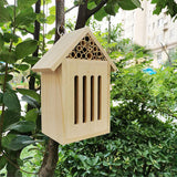 Wooden Outdoor Bee Nest Square Decoration Insect Bee Butterfly House Wooden Hanging Bee Insect Nest