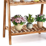 Rural indoor and outdoor folding flower racks, three-layer ladder folding plant support