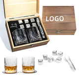 Ice tartar packaging box, wooden whiskey glass box, gift set, double cup whiskey storage box