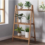 Rural indoor and outdoor folding flower racks, three-layer ladder folding plant support